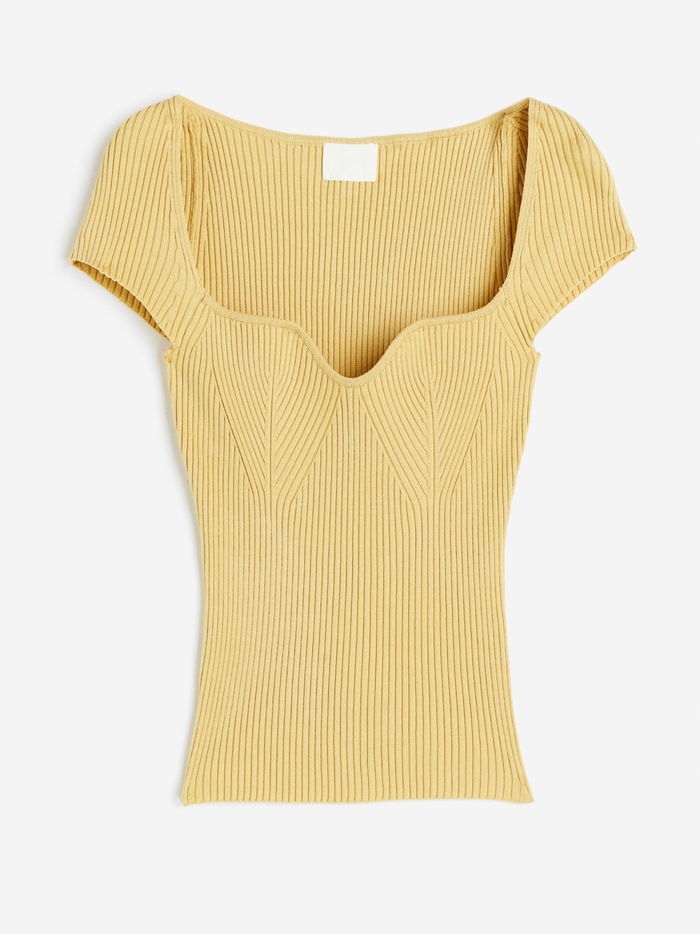 H&M Women’s Dusty Yellow Rib Knit Top, Size Small